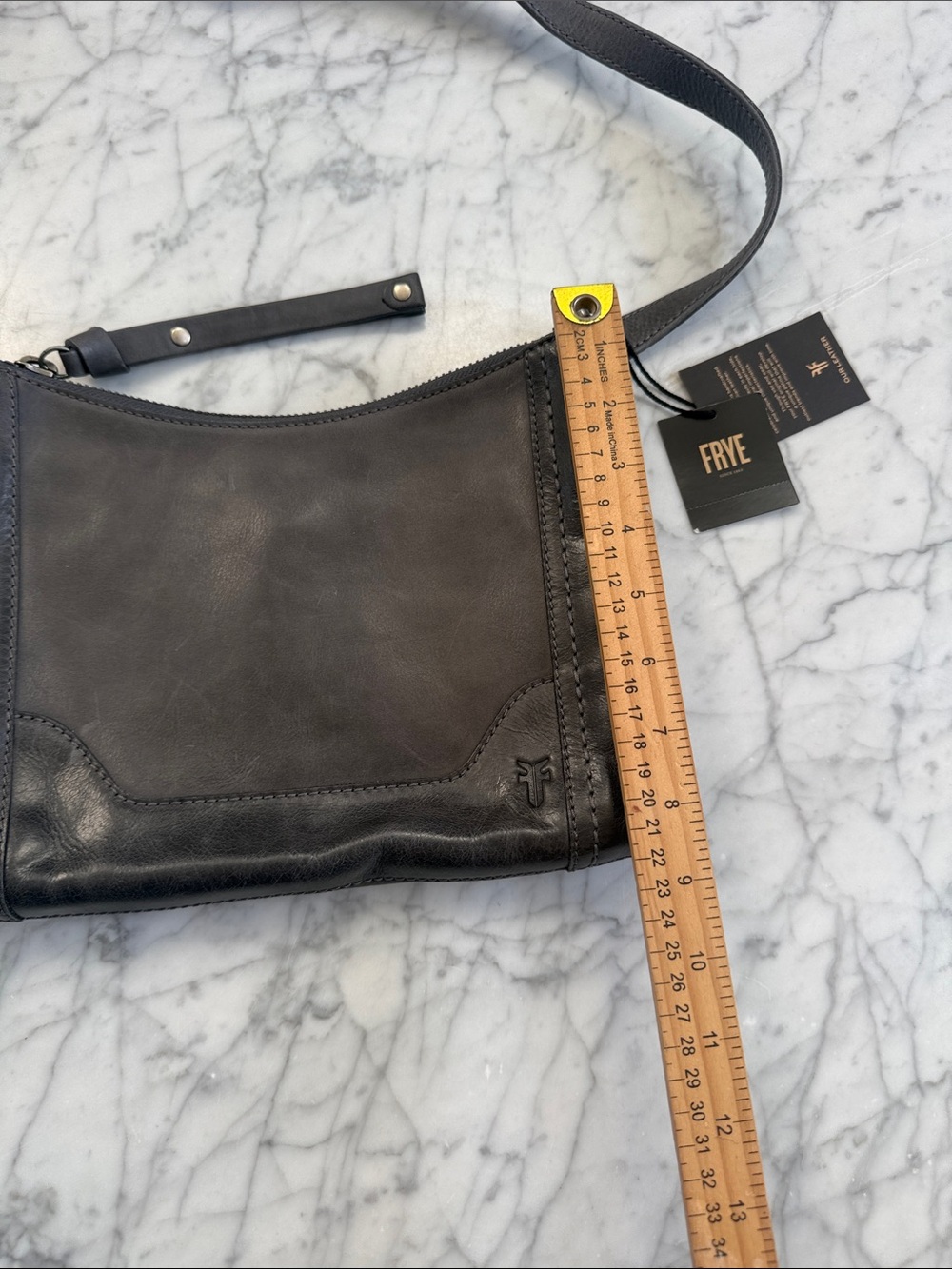 NWT Frye Womens Melissa Carbon Leather Zip-Top Crossbody Bag X1015 - Picture 6 of 14